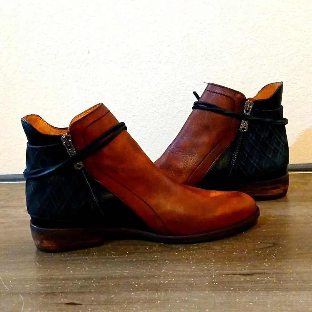 Veracruz leather ankle boots brown and black 9.5 - Picture 2 of 9
